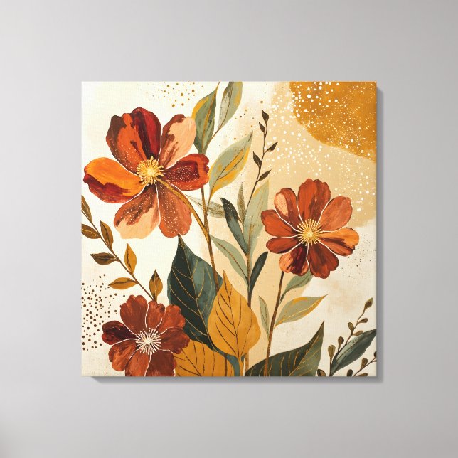 Moderne Boho-Botanische Abstrakte Wandkunst Leinwanddruck (Vorderseite)