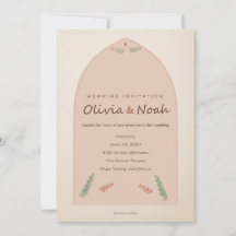 Moderne Boho-Brandorange-Floral-Hochzeitseinladung