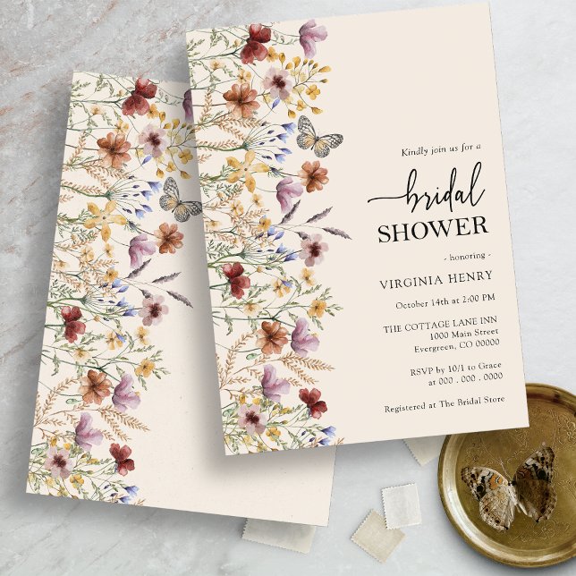Moderne Boho Bridal Dusche Einladung (Modern Boho Wildflower Bridal Shower Invitation by Painted Paperie)