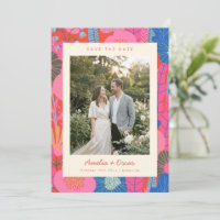 Moderne Boho Bunte Rote Florale Foto Hochzeit