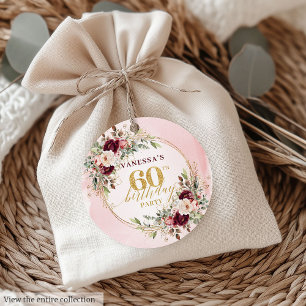 Moderne Boho-Burgunder-Blumen 60 Geburtstags-Danke Geschenkanhänger