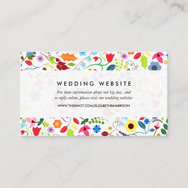 Moderne Boho Chic Floral Wedding Website Begleitkarte (Vorderseite)