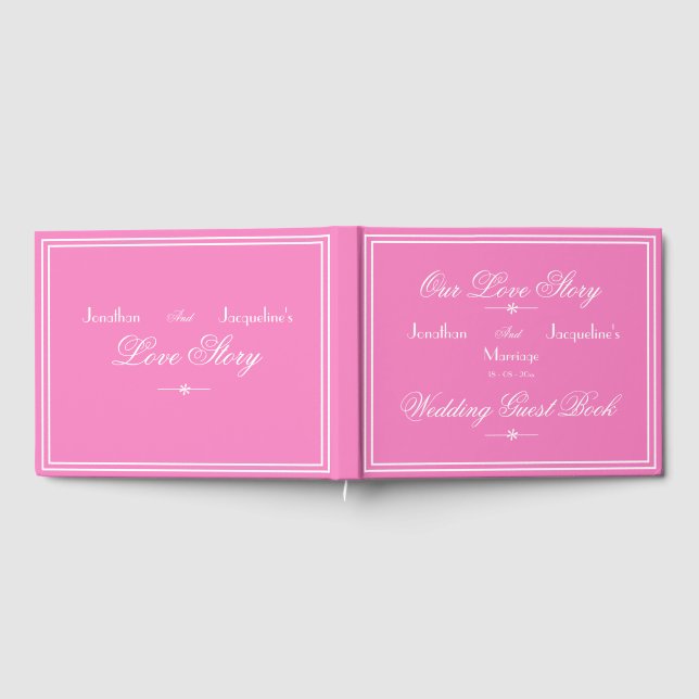 Moderne Boho Chic Script Elegante Pink Girly Weddi Gästebuch (Voll)