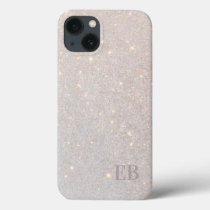 Moderne Boho Creme Glitter Subtile Initialen Monog Case-Mate iPhone Hülle