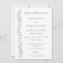 Moderne Boho Dusty Blue Botanical Minimal Wedding Einladung