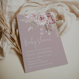 Moderne Boho Dusty Rose Babydusche Einladung