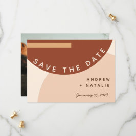 Moderne Boho Earth-Töne Abstrakte Circles Wedding Save The Date