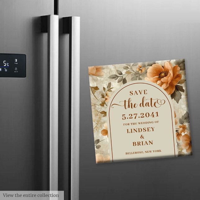 Moderne Boho Erdig Ivory Sage Florale Hochzeitsein Magnet (Modern Boho Earthy Ivory Sage Floral Save the Date)