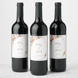 Moderne Boho Fall Floral Wedding Wine Labels Weinetikett