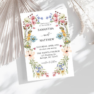Moderne Boho farbenfrohe Wildblume Blumenhochzeit Einladung