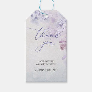 Moderne boho feder stausty lila lilac Baby dusche Geschenkanhänger