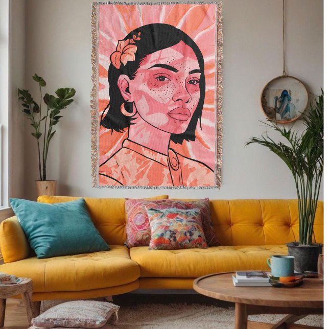 Moderne boho feministische minimalistische Kunst Decke (Von Creator hochgeladen)