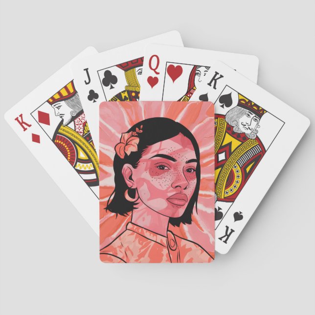 Moderne boho feministische minimalistische Kunst Spielkarten (Rückseite)