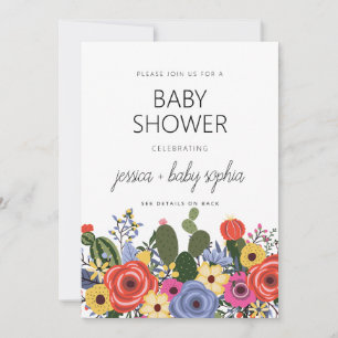 Moderne Boho-Floral-Baby-Shower-Einladung Einladung