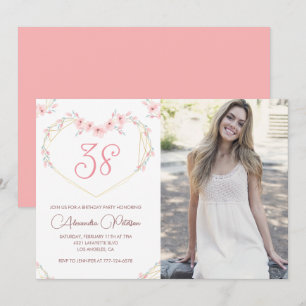 Moderne Boho-Floral-Foto-Geburtstagseinladung zum  Einladung