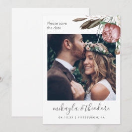 Moderne Boho Floral Foto Hochzeit Save The Date