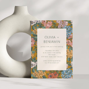Moderne Boho-Floral-Hochzeit in Gelb und Grün mit Einladung