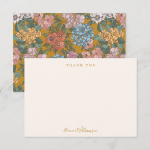 Moderne Boho Floral Mustard Yellow Baby Dusche Dankeskarte