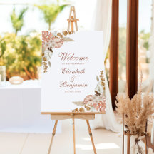 Moderne Boho Floral Pampas Grass Wedding Willkomme