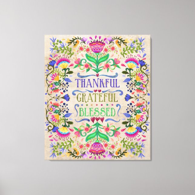 Moderne Boho Folk Art Blume | Gesegnet Leinwanddruck (Vorderseite)