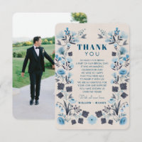 Moderne Boho Folk Hochzeit Dankeschön-Karte mit Fo