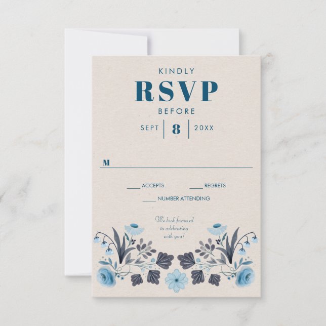 Moderne Boho Folk Wedding RSVP Response Card Karte (Vorderseite)