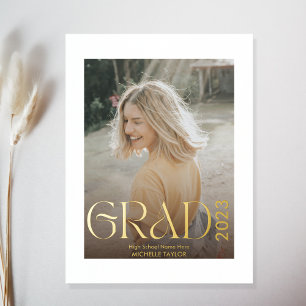 Moderne Boho Foto Graduate High School Foil Prints Foliendrucke