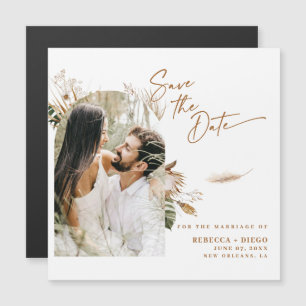 Moderne Boho-Foto-Save-The-Date-Magnetkarte Magnetkarte