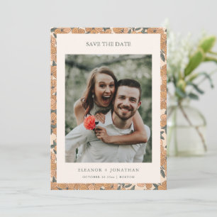 Moderne Boho-Gelbe Hochzeits-Foto-QR-Code-Blumen Save The Date