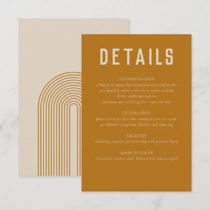 Moderne Boho Geometric Arch Golden Beige Hochzeit Begleitkarte