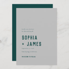 Moderne Boho Geometric Arch Green Gray Wedding Save The Date
