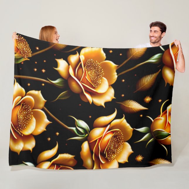 Moderne Boho Gold Rose Collection Fleecedecke (Beispiel)