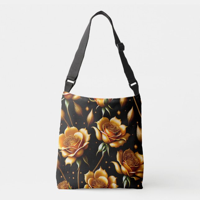 Moderne Boho Gold Rose Collection Tragetaschen Mit Langen Trägern (Vorderseite)