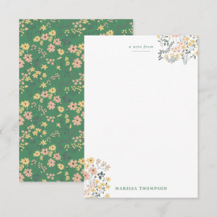 Moderne Boho-Grün-Blumenmuster Mitteilungskarte