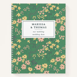 Moderne Boho-Grüne Hochzeitsblumen Notizbuch