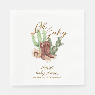 Moderne Boho-Kaktus-Cowboy-Stiefel Baby-Party Serviette