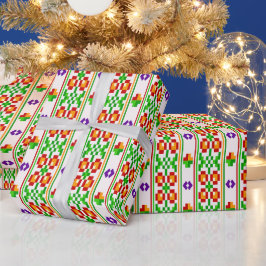 Moderne Boho-Kreuzstich nahtloses Volk Muster Geschenkpapier