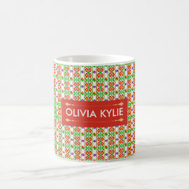 Moderne Boho-Kreuzstich nahtloses Volk Muster Kaffeetasse