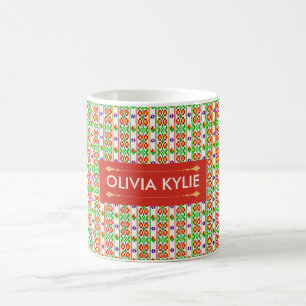 Moderne Boho-Kreuzstich nahtloses Volk Muster Kaffeetasse