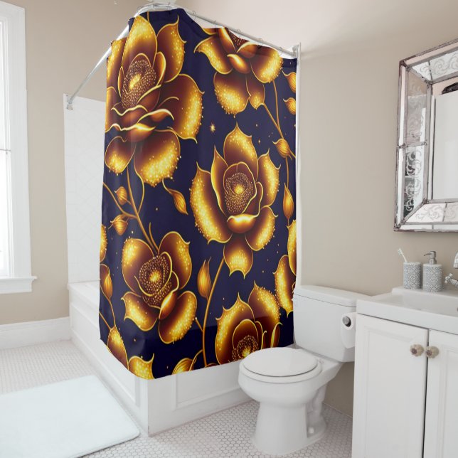 Moderne Boho Luxury Gold Rose Collection Duschvorhang (Beispiel)