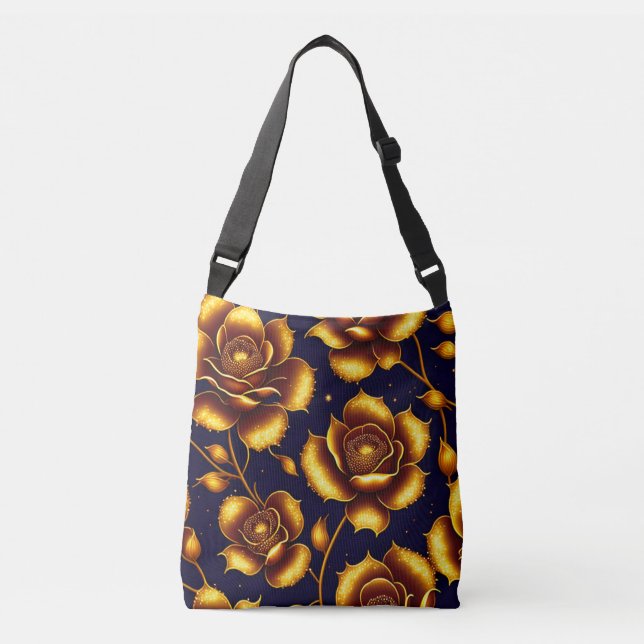 Moderne Boho Luxury Gold Rose Collection Tragetaschen Mit Langen Trägern (Vorderseite)