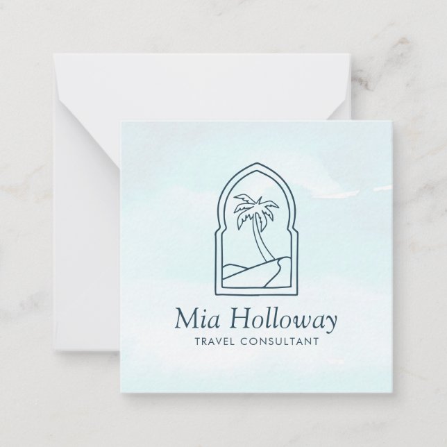 Moderne Boho Minimal Palm Tree Business Note Card Mitteilungskarte (Vorderseite)
