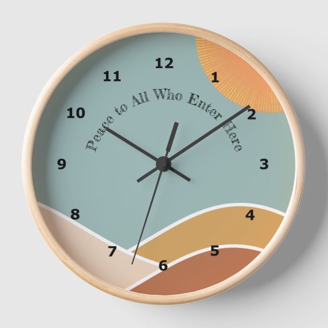 Moderne Boho Mountain Design Horloge (Recto)