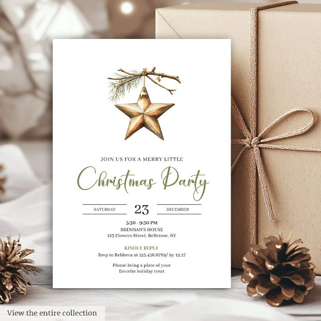 Moderne Boho-Neutralfarben Rustikale Weihnachtsdin Einladung (Modern Boho Neutral Colors Rustic Holiday Dinner Invite)