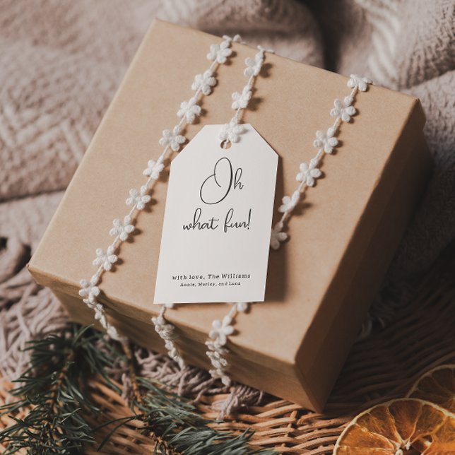 Moderne Boho Oh, was Spaß Familie Geschenktasten Geschenkanhänger (Von Creator hochgeladen)