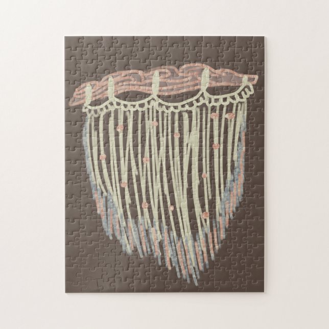 Moderne Boho Organische Macrame-Kunst Kritzeleien (Vertikal)