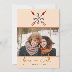 Moderne Boho-Pfeile Frieden auf Erden Weihnachtsfo Feiertagskarte