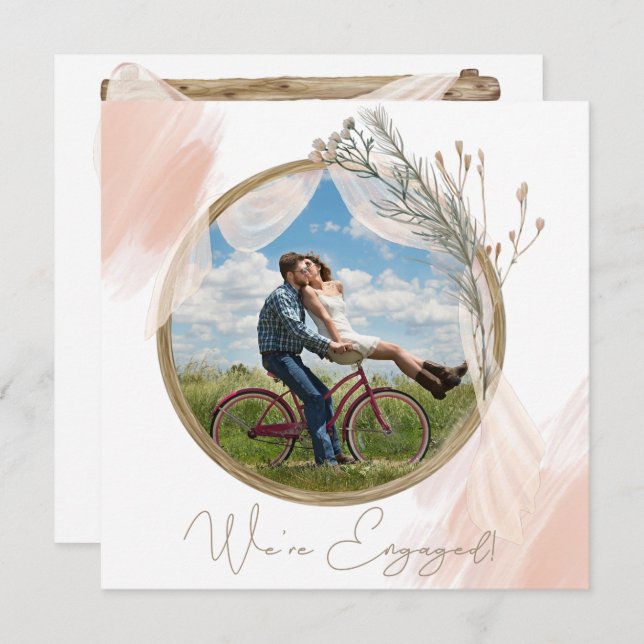 Moderne Boho Pink Elegante Verlobung (Vorne/Hinten)