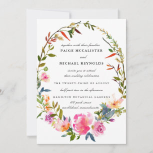 Moderne Boho Pink Floral Wedding Einladung