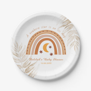 Moderne Boho Rainbow Baby Dusche Themenpapierplatt Pappteller